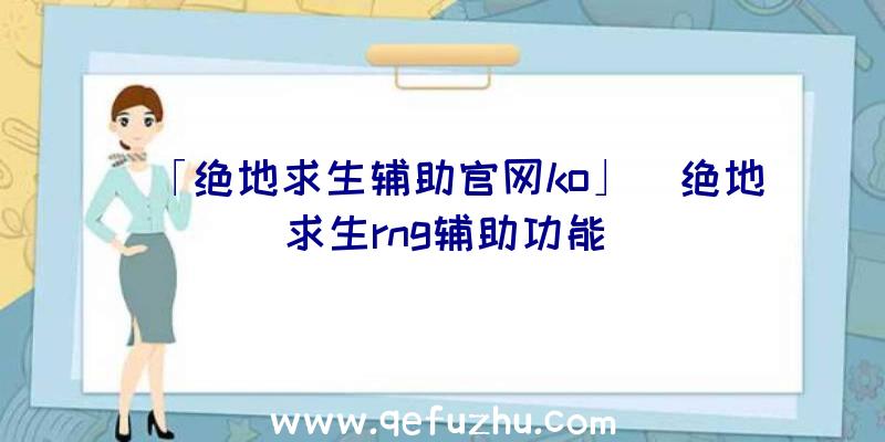 「绝地求生辅助官网ko」|绝地求生rng辅助功能